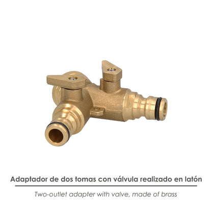 Adaptador Manguera Laton 2 tomas para Grifo 3/4"