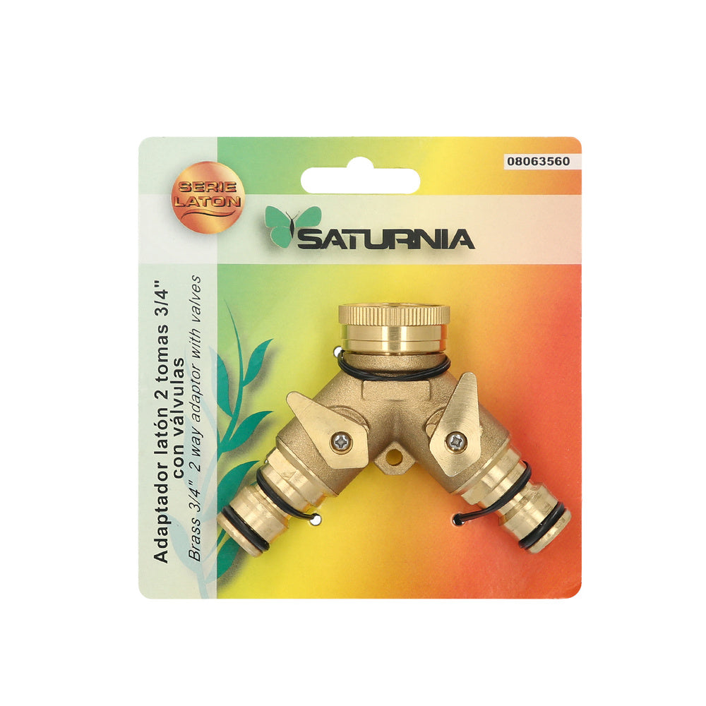 Adaptador Manguera Laton 2 tomas para Grifo 3/4"