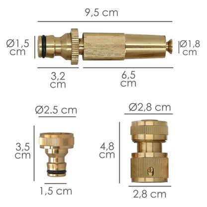 Set Riego 4 piezas Para Mangueras 1/2" Fabricado en laton.