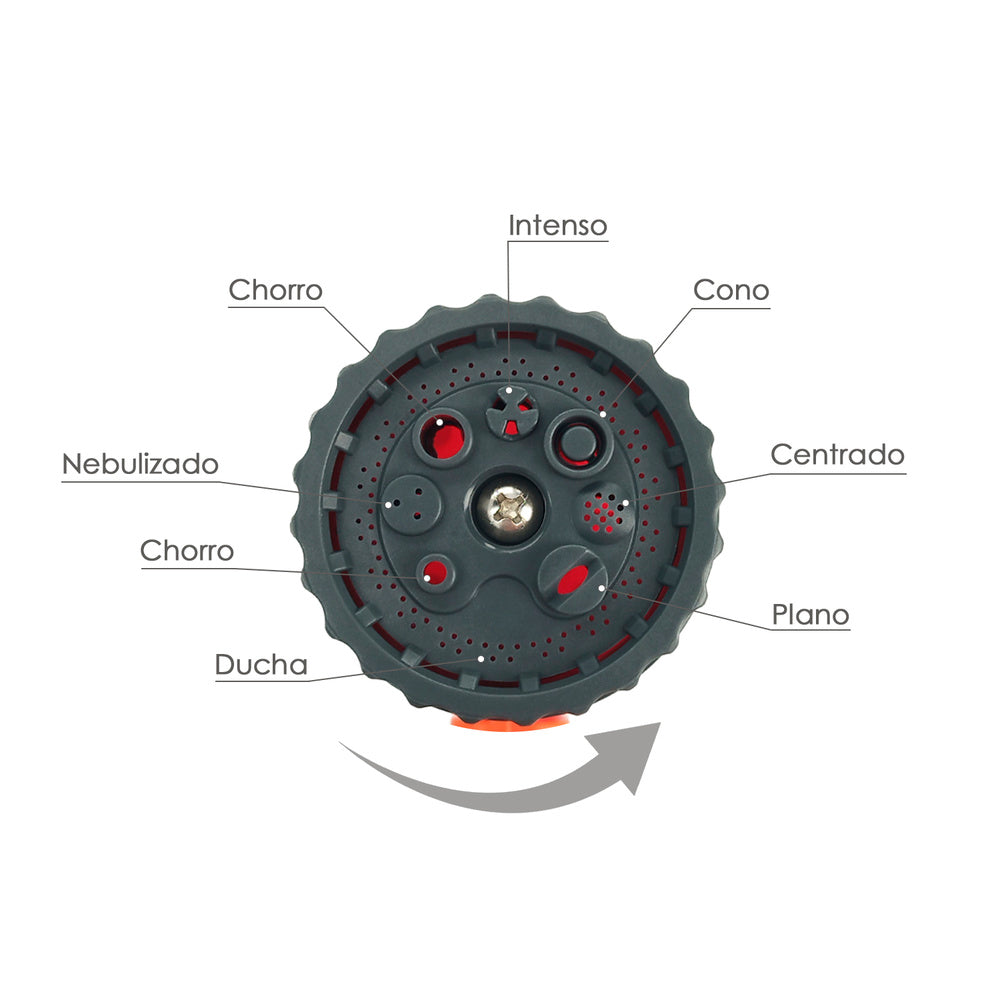 Manguera  Extensible Autoenroscable Espiral 15 Metros Con Pistola y Conectores