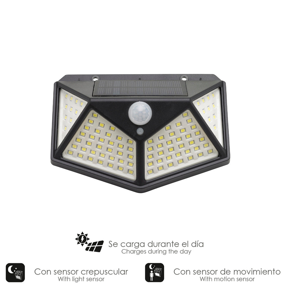 Aplique Solar Led Con Sensor De Luz y De Movimiento 270 Lumenes Ip4x Foco Led A Bateria, Foco Solar.