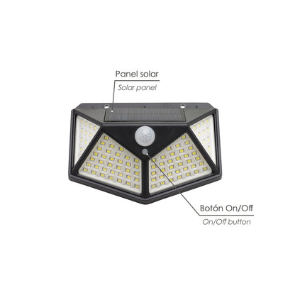 Aplique Solar Led Con Sensor De Luz y De Movimiento 270 Lumenes Ip4x Foco Led A Bateria, Foco Solar.
