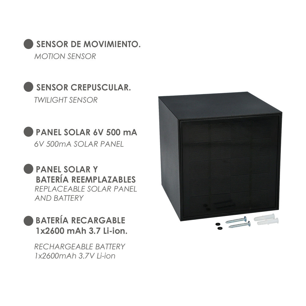 Aplique Solar Led 800 Lumenes Con Detector Movimiento / Crepuscular Protección IP65