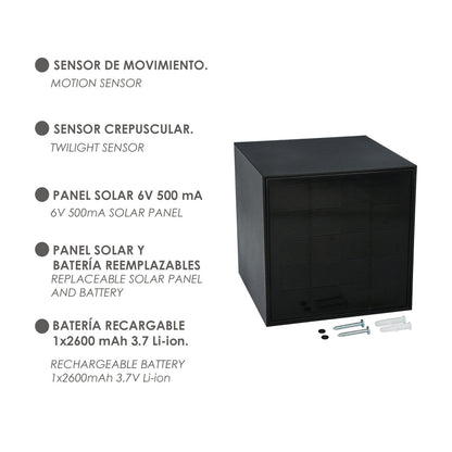 Aplique Solar Led 800 Lumenes Con Detector Movimiento / Crepuscular Protección IP65