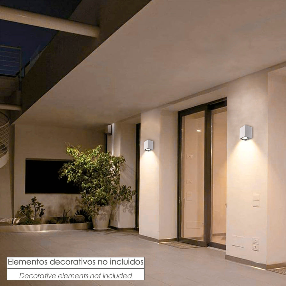 Lampara Aplique Cuadrado GU10 IP65 Color Blanco Aplique Techo, Luz Jardín, Lámpara Jardín, Luz Exterior, Aplique Jardín