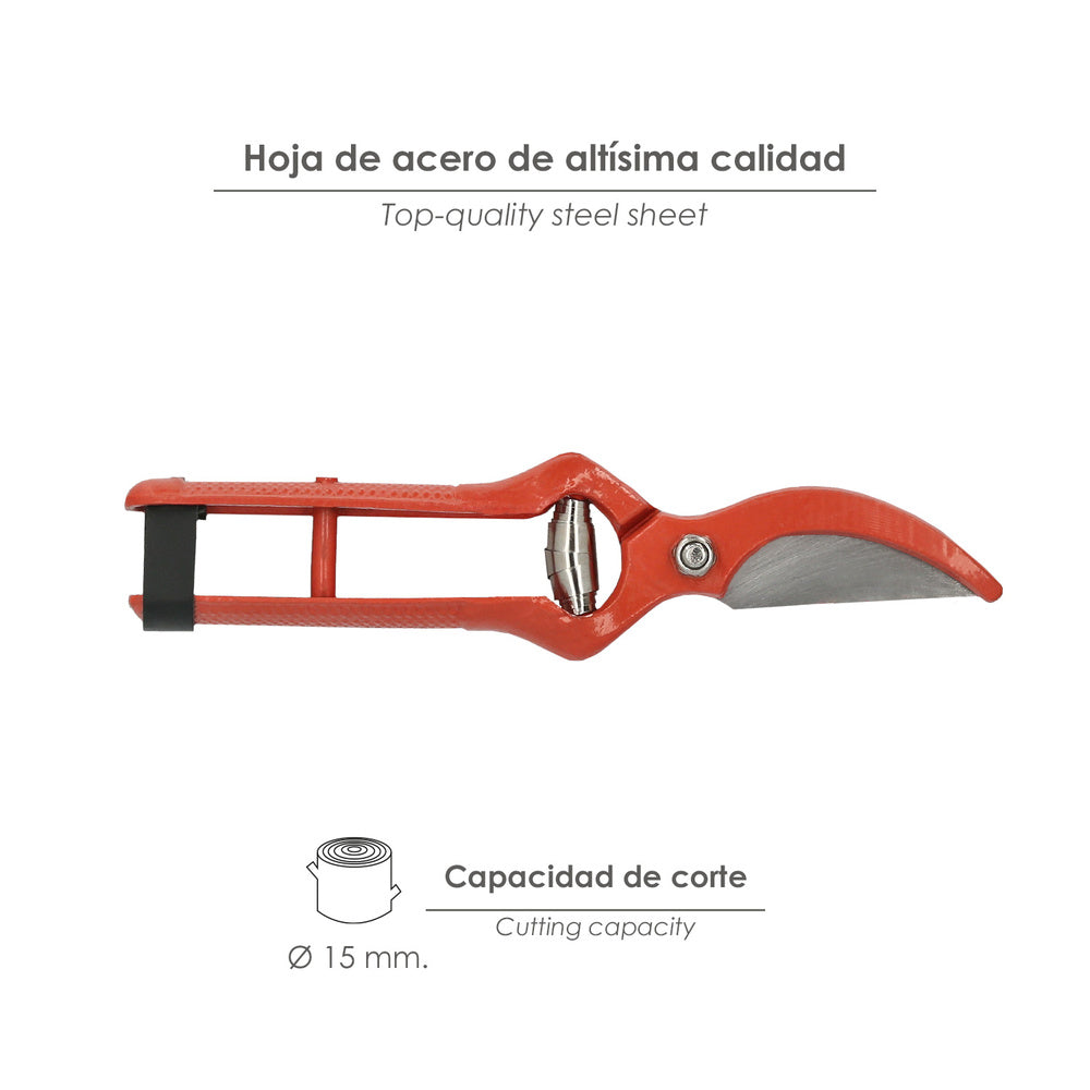 Tijeras Podar Forjada Curva   1 Mano  21 cm.