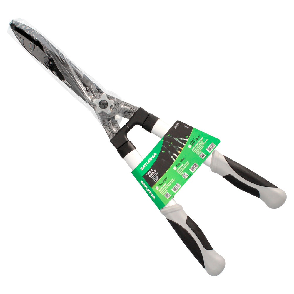 Tijeras Podar Setos 2 Manos Aluminio 63 cm. Hojas Acero Antiadherente, Mango TPR, Ajuste Corte