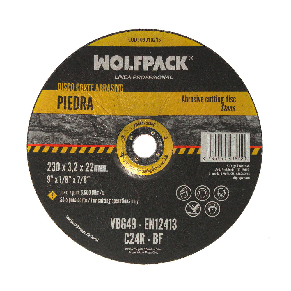 Disco Corte Abrasivo Piedra Ø 230 x Ø 22 mm. Espesor 3,2 mm. Disco Radial / Amoladora Universal Con Todas Las Amoladoras.