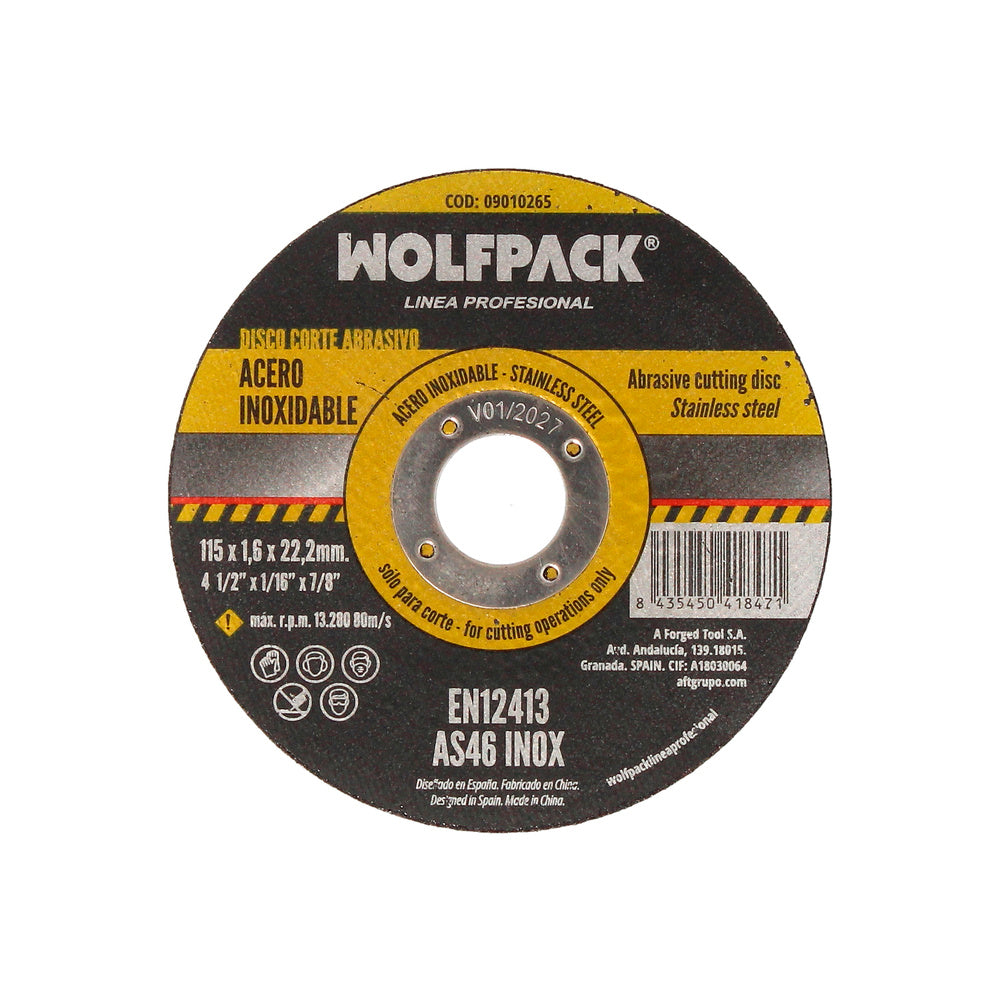 Disco Corte Abrasivo Acero Inoxidable Plus Ø 115x Ø 22,2 mm Espesor 1,6 mm. Disco Radial / Amoladora Universal