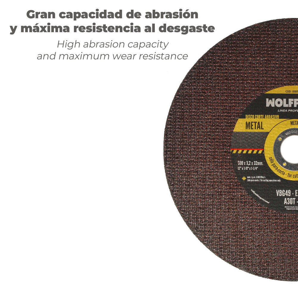 Disco Corte Abrasivo  Metal Ø 300 x Ø 32 mm. Espesor 3,2 mm. Disco Radial / Amoladora Universal Con Todas Las Amoladoras