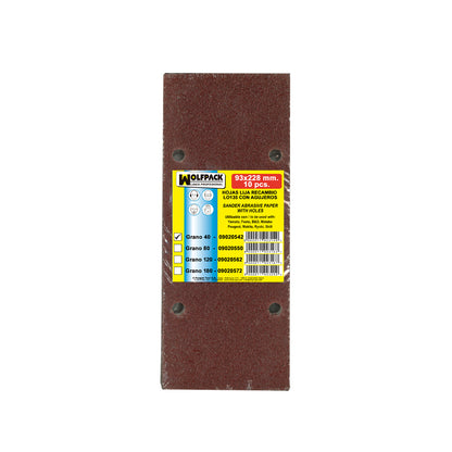 Lija Recambio Con Velcro 93x228 mm. con Agujeros Grano  40 (10 Piezas)