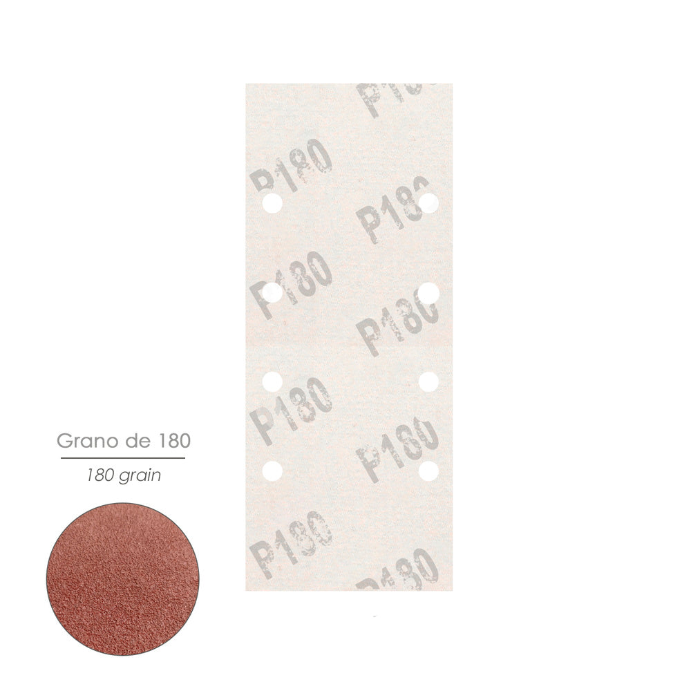 Lija Recambio Con Velcro 93x228 mm. con Agujeros Grano  180 (10 Piezas)
