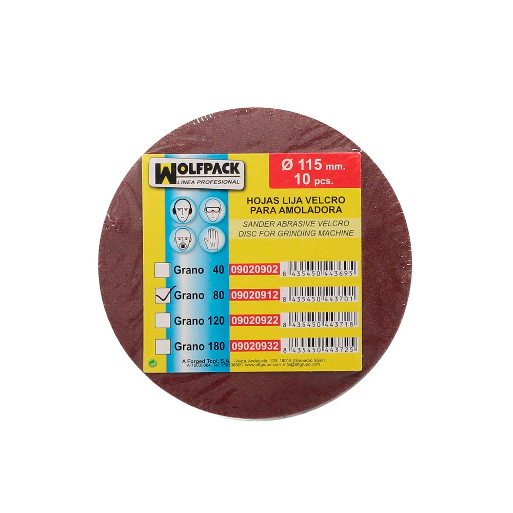 Lija Recambio Velcro Para Amoladora Ø 115 mm. Grano  80 (10 Piezas)