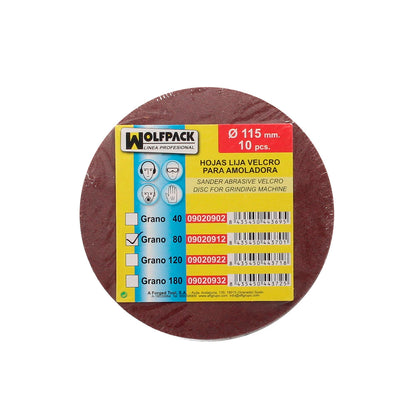 Lija Recambio Velcro Para Amoladora Ø 115 mm. Grano  80 (10 Piezas)