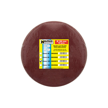 Lija Recambio Velcro Para Amoladora Ø 180 mm. grano 120 (10 Piezas)