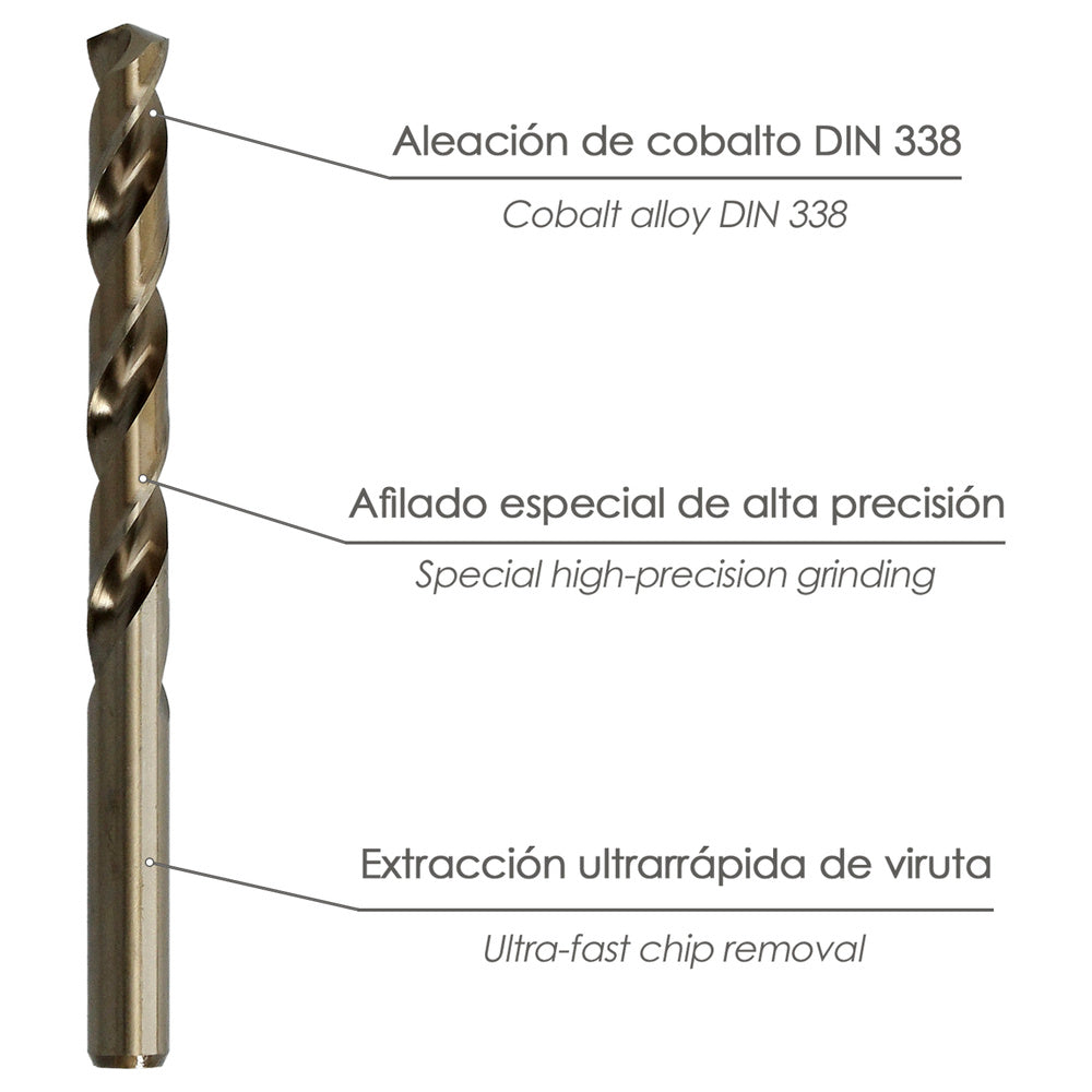 Broca Cobalto Hss Cilindrica 3,00 mm. Blister 2 Unidades.