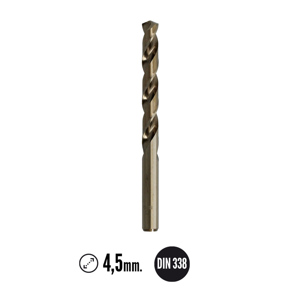 Broca Cobalto Hss Cilindrica 4,50 mm. Blister 2 Unidades.