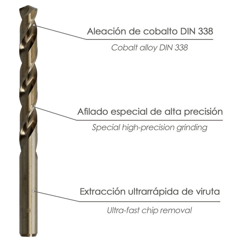 Broca Cobalto Hss Cilindrica 12,00 mm. Blister 1 Unidad.