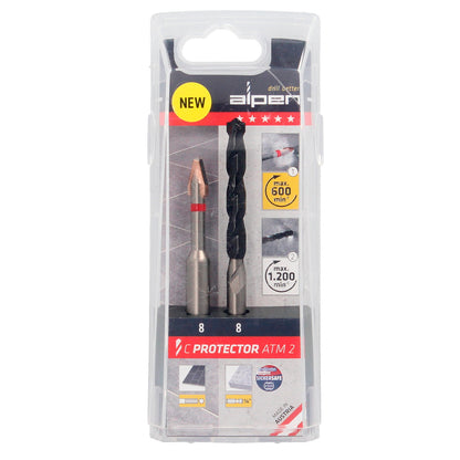 Broca Alpen Materiales Porcelanicos Muy Duros Ø 8 mm. Kit 2 brocas. Sin Refrigeración,