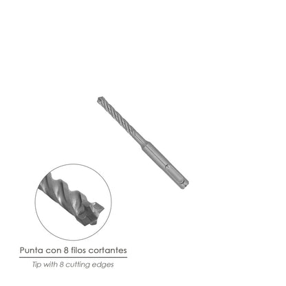 Broca Sds Plus 8 Filos Cortantes Especial Para Hormigon Armado Ø 5 x 110 mm. Broca Paredes, Broca Cimientos, Broca Muros