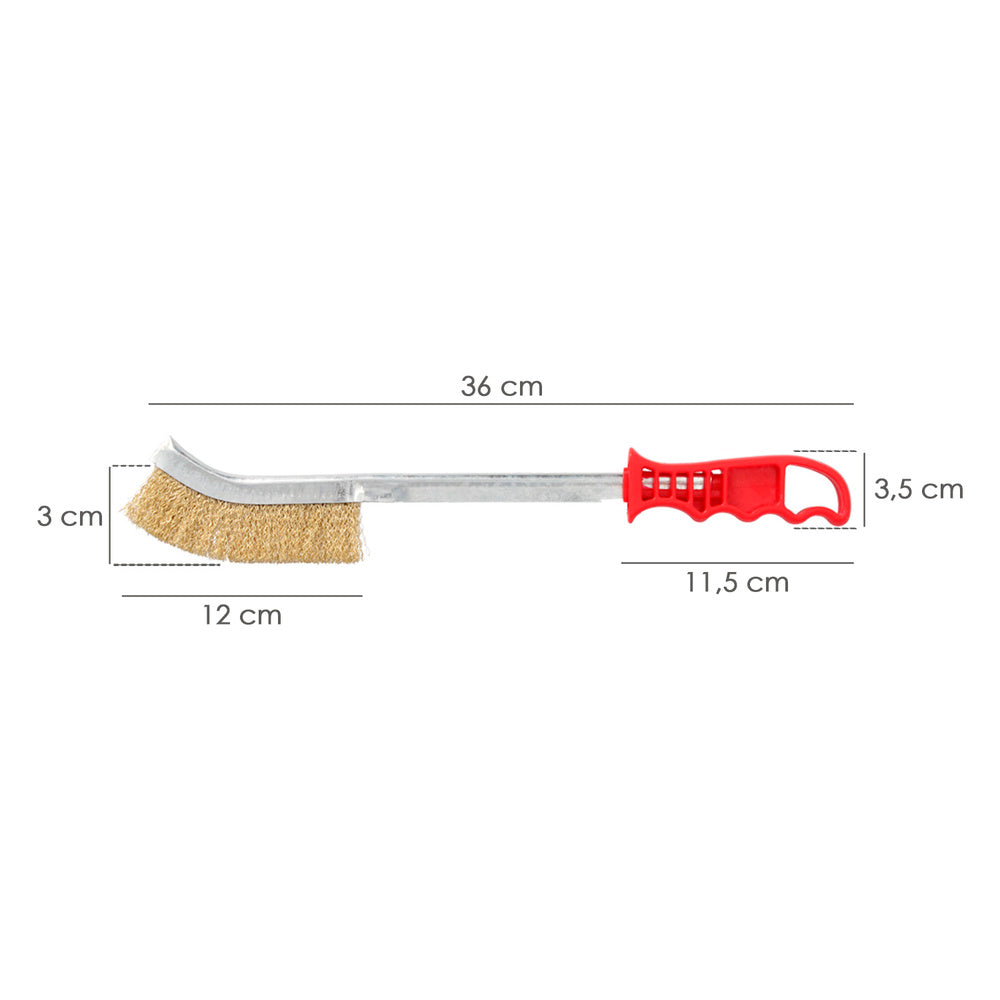 Cepillo Manual Acero Latonado Mango Rojo 34 cm.