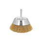 Cepillo Acero Latonado Para Taladro Taza Ø 75 mm. Espiga 1/4" Cepillo Taladro Alambre Latón, Cepillo Limpieza, Cepillo Pulir.