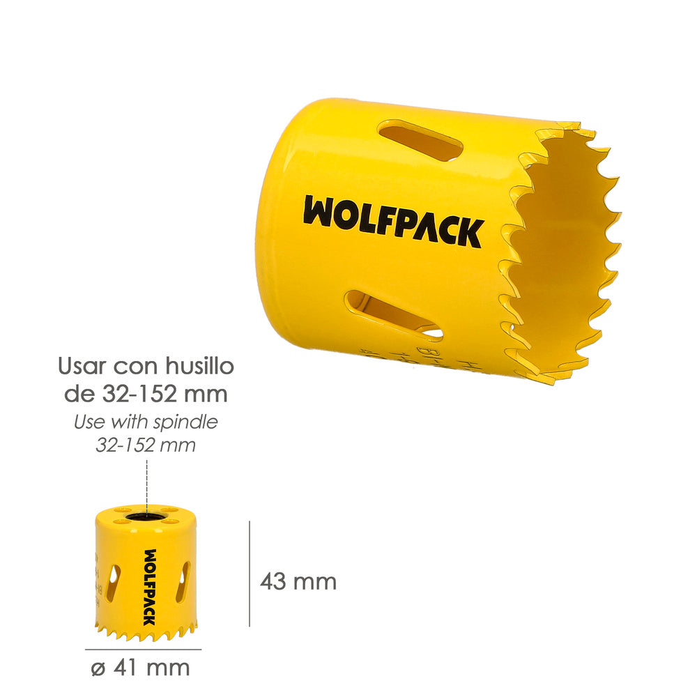Corona Sierra Bimetal Ø 41 mm. Templado Termico, Base Reforzada. Corona Madera, Broca Agujeros Madera, Acero, Hierro, Plasticos