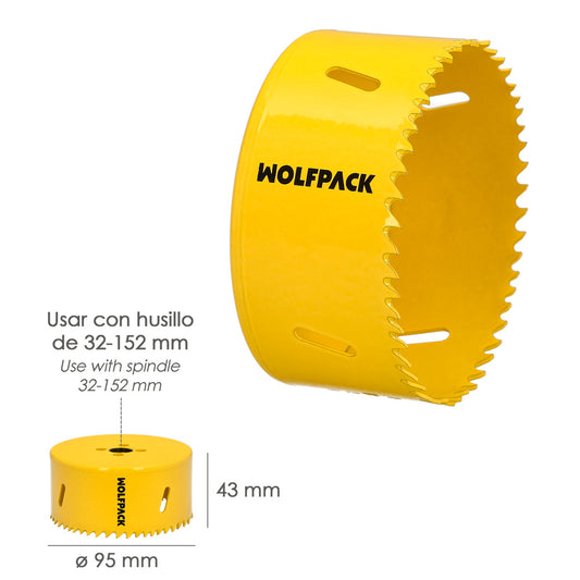 Corona Sierra Bimetal Ø 92 mm. Templado Termico, Base Reforzada. Corona Madera, Broca Agujeros Madera, Acero, Hierro, Plasticos