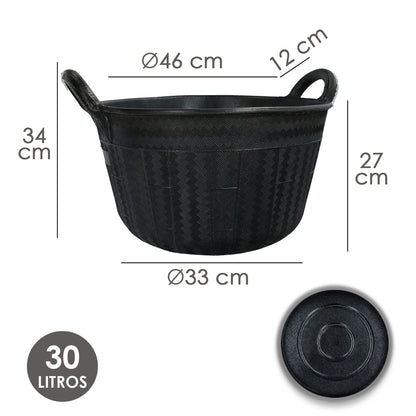Espuerta Goma Carbonera 30 Litros Con Asas Base y Laterales Reforzado. Espesor 1 cm. Espuerta Obra, Cubo Goma Obra
