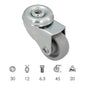 Rueda Domestica Ø 30 mm. Agujero Pasante Ø 6,3 mm.