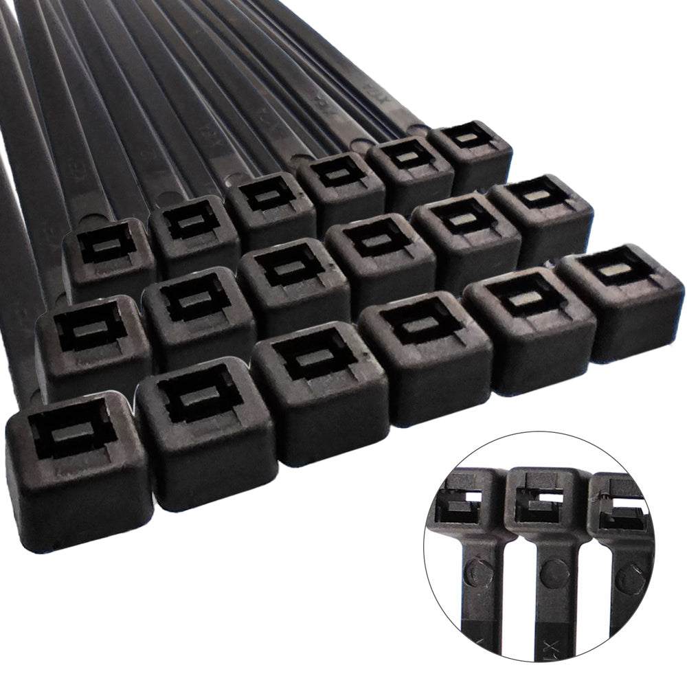 Brida Nylon 100%. Color Negro 9,0 x 780 mm. Bolsa 100 unidades. Abrazadera Plastico, Organizador Cables, Alta Resistencia