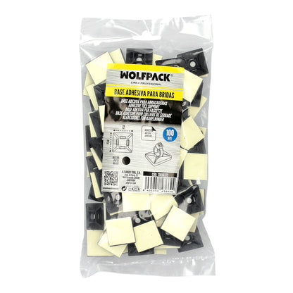 Base Adhesiva Para Bridas 28x28 mm. Negra Bolsa 100 Unidades