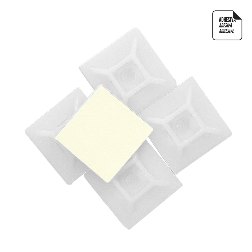 Base Adhesiva Para Bridas 28x28 mm. Blanca Bolsa 100 Unidades