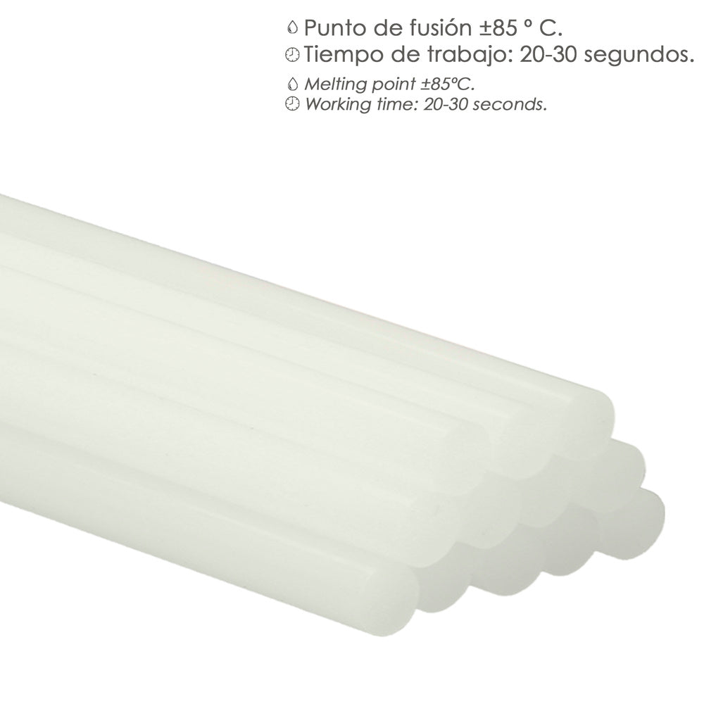 Barras De Pegamento Caliente Ø 11,2 mm. Blister 12 Unidades. Barras Silicona, Pegamento Pistola Termofusible, Silicona Pistola