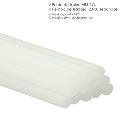 Barras De Pegamento Caliente Ø 11,2 mm. Blister 12 Unidades. Barras Silicona, Pegamento Pistola Termofusible, Silicona Pistola