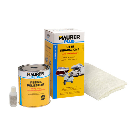 Kit Reparación Resina Poliester 750 Ml Con Endurecedor y 0,5m2 De Fibra De Vidrio