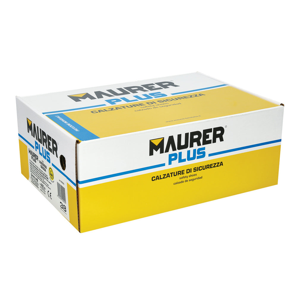 Zapatos Bajo Seguridad Maurer S3L Modelo Amerina Antideslizante con Suela Composite y Resistencia a los Hidrocarburos Talla 38