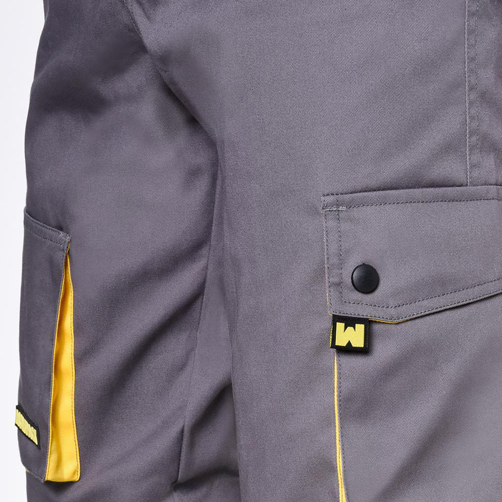 Pantalones Cortos DeTrabajo, Multibolsillos, Resistentes, Gris/Amarillo Talla 42/44 M