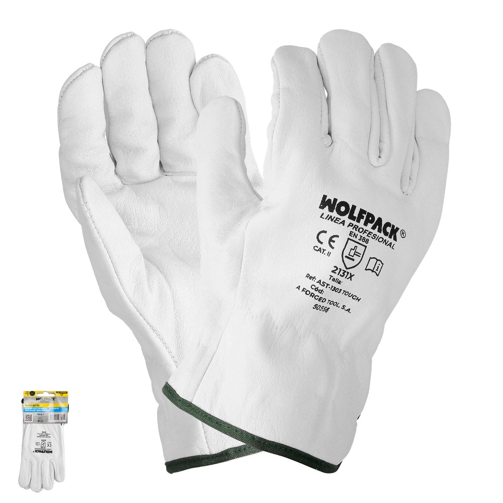 Guantes Piel FLOR  10" Con Colgador (Par)