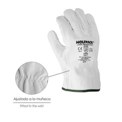 Guantes Piel FLOR  10" Con Colgador (Par)