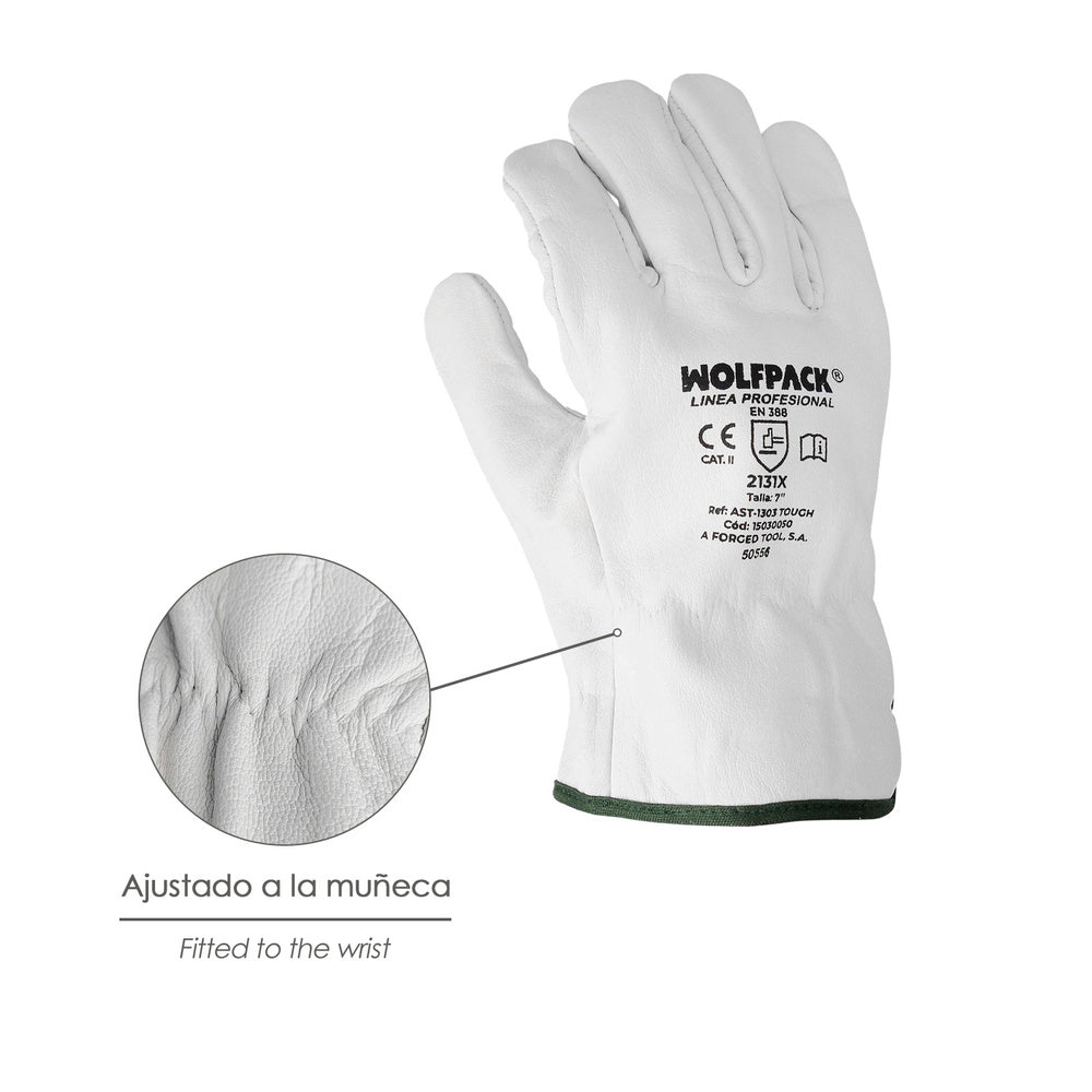 Guantes Trabajo Piel FLOR 7" Con Colgador (Par)