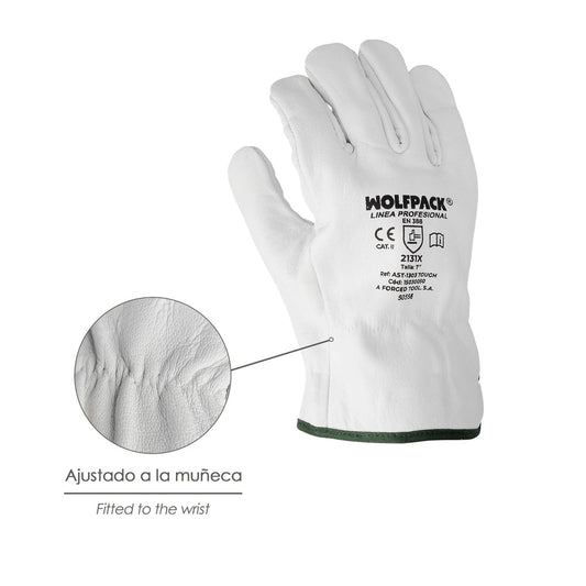 Guantes Trabajo Piel FLOR 7" Con Colgador (Par)