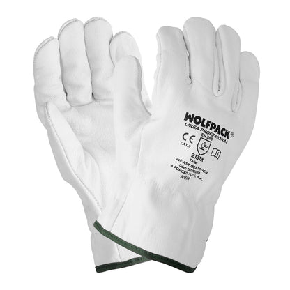 Guantes De Trabajo De Piel Flor De Vacuno, Proteccion Laboral, Riesgos Mecanicos, Guantes De Seguridad De Cuero. Talla 8" (Par)