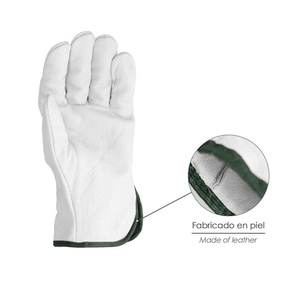 Guantes De Trabajo De Piel Flor De Vacuno, Proteccion Laboral, Riesgos Mecanicos, Guantes De Seguridad De Cuero. Talla 8" (Par)