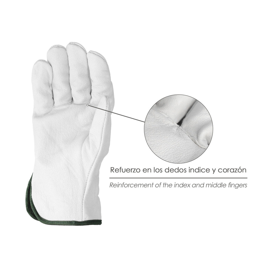 Guantes De Trabajo De Piel Flor De Vacuno, Proteccion Laboral, Riesgos Mecanicos, Guantes De Seguridad De Cuero. Talla 9" (Par)