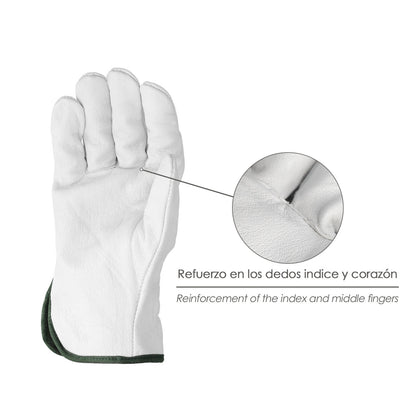 Guantes De Trabajo De Piel Flor De Vacuno, Proteccion Laboral, Riesgos Mecanicos, Guantes De Seguridad De Cuero. Talla 9" (Par)