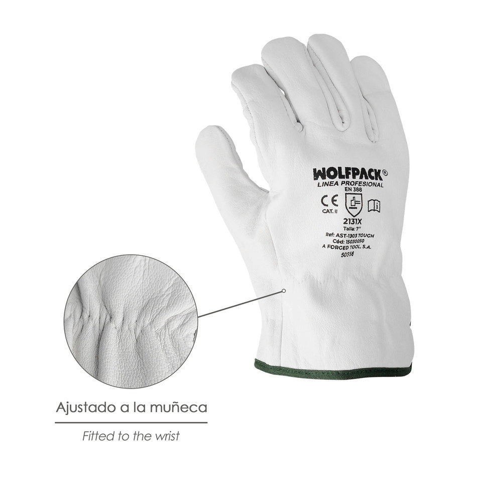 Guantes De Trabajo De Piel Flor De Vacuno, Proteccion Laboral, Riesgos Mecanicos, Guantes De Seguridad De Cuero. Talla 10" (Par)