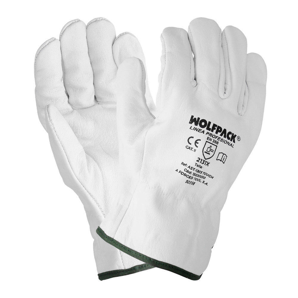 Guantes De Trabajo De Piel Flor De Vacuno, Proteccion Laboral, Riesgos Mecanicos, Guantes De Seguridad De Cuero. Talla 11" (Par)