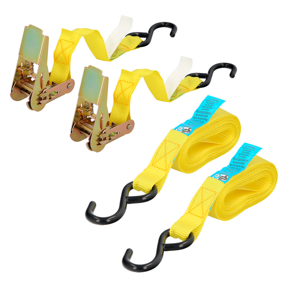 Cinta De Amarre Con Ratchet 4,5 metros x 25 mm. Trinquete Metalico Automatico, Cincha, Eslinga Mercancia, Correa Sujeción (2uds)