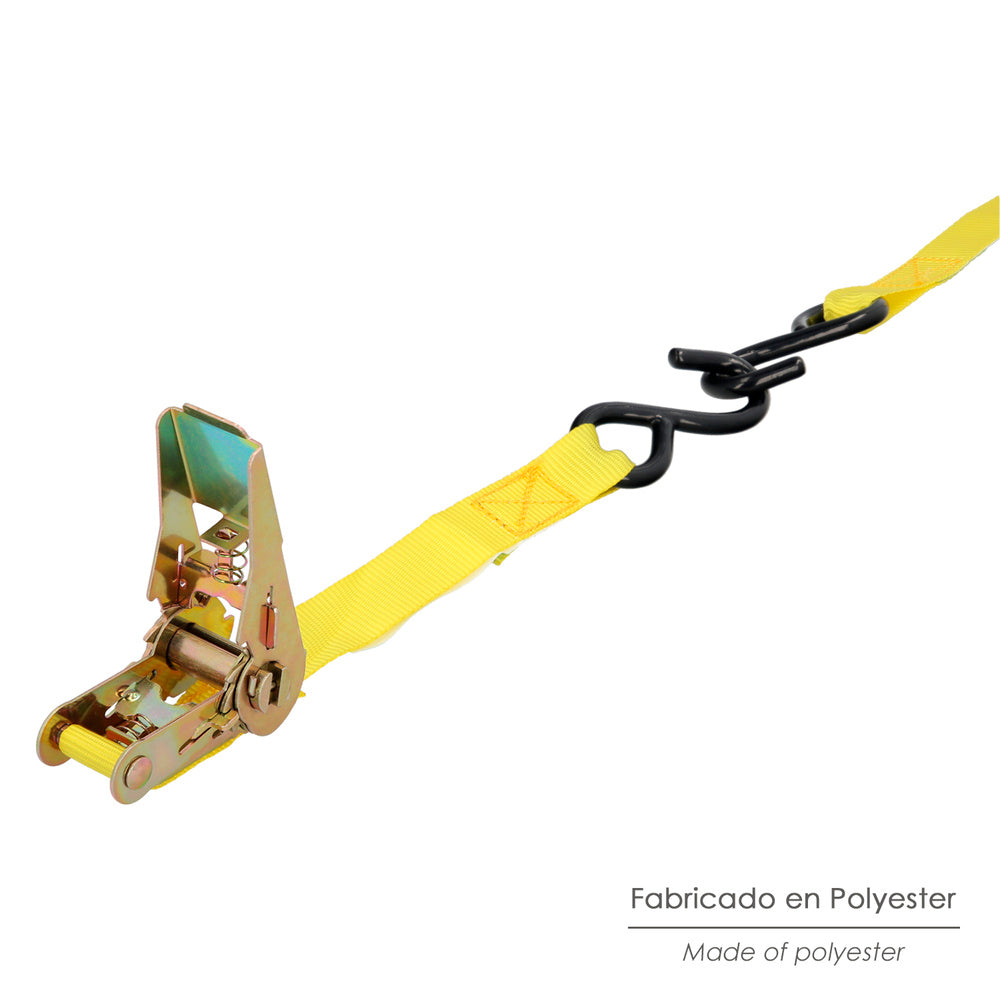 Cinta De Amarre Con Ratchet 4,5 metros x 25 mm. Trinquete Metalico Automatico, Cincha, Eslinga Mercancia, Correa Sujeción (2uds)